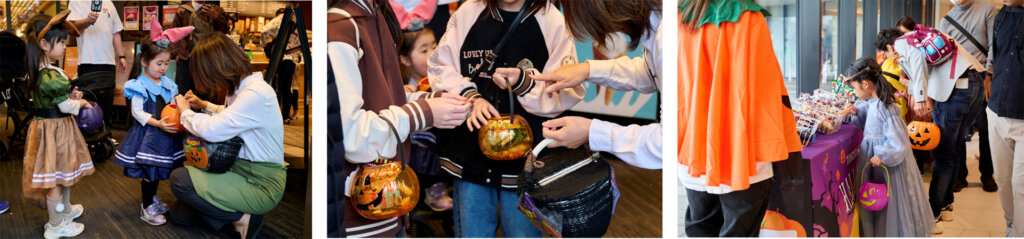 ハロウィンで子どもがお菓子をもらう